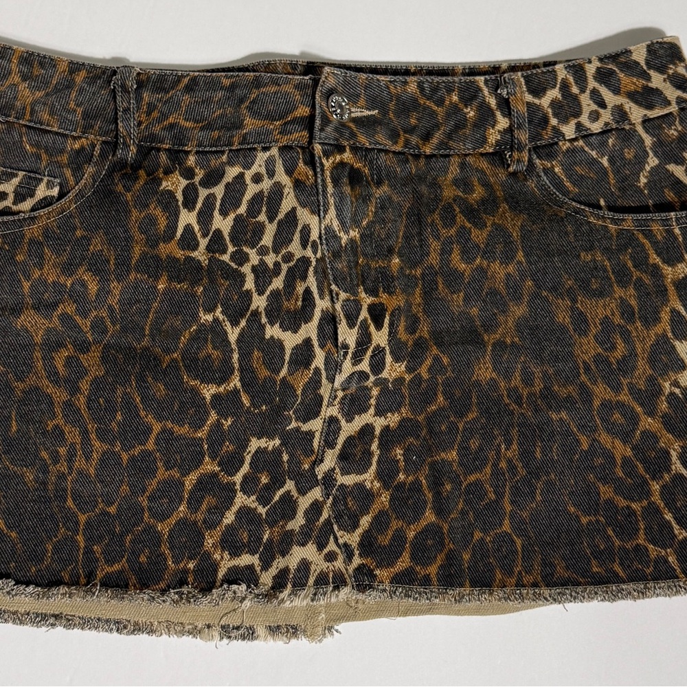 Fashion Nova Animal Print Denim Skirt